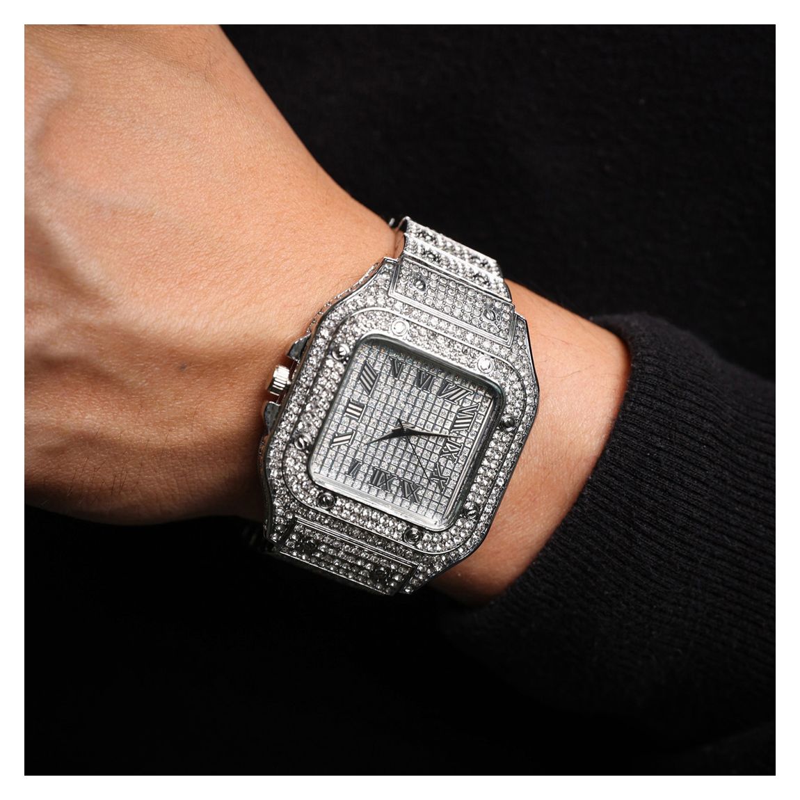 18K White Gold Tank Cubic Zirconia Watch 42mm main product photo
