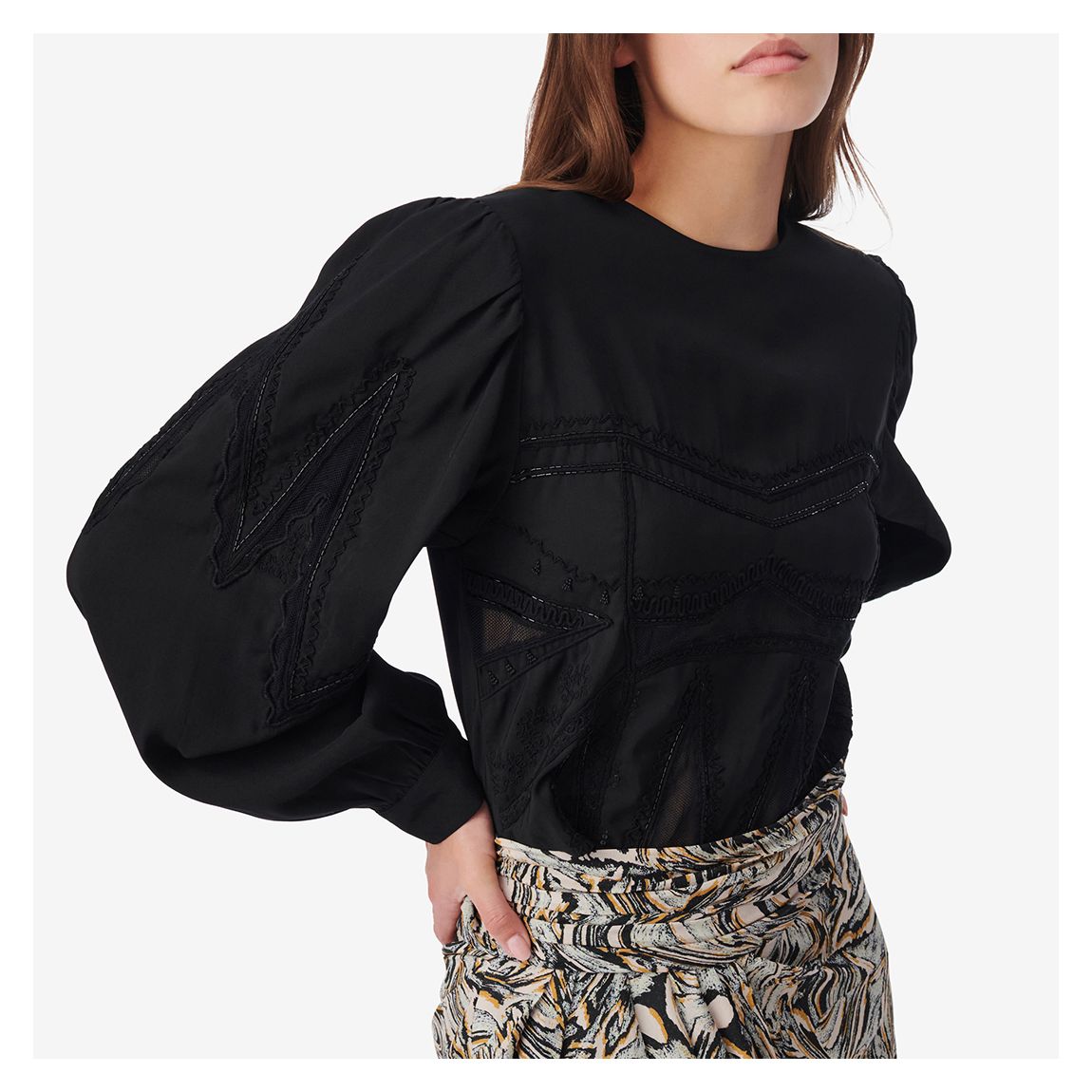 Black Embroidered Bustier Blouse main product photo