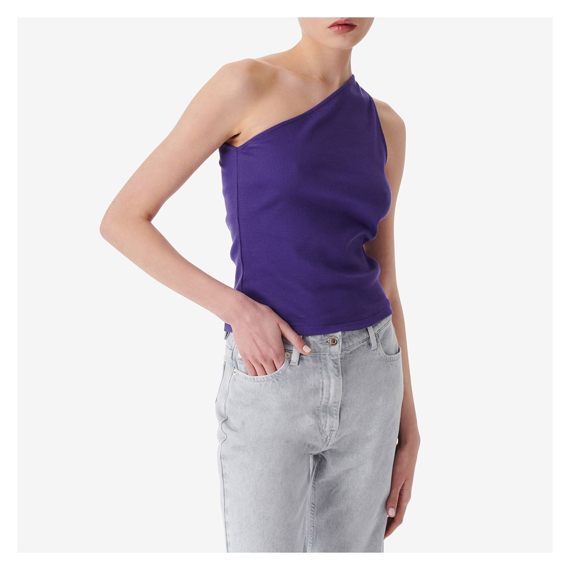 Purple Asymmetric Draped Top main product photo