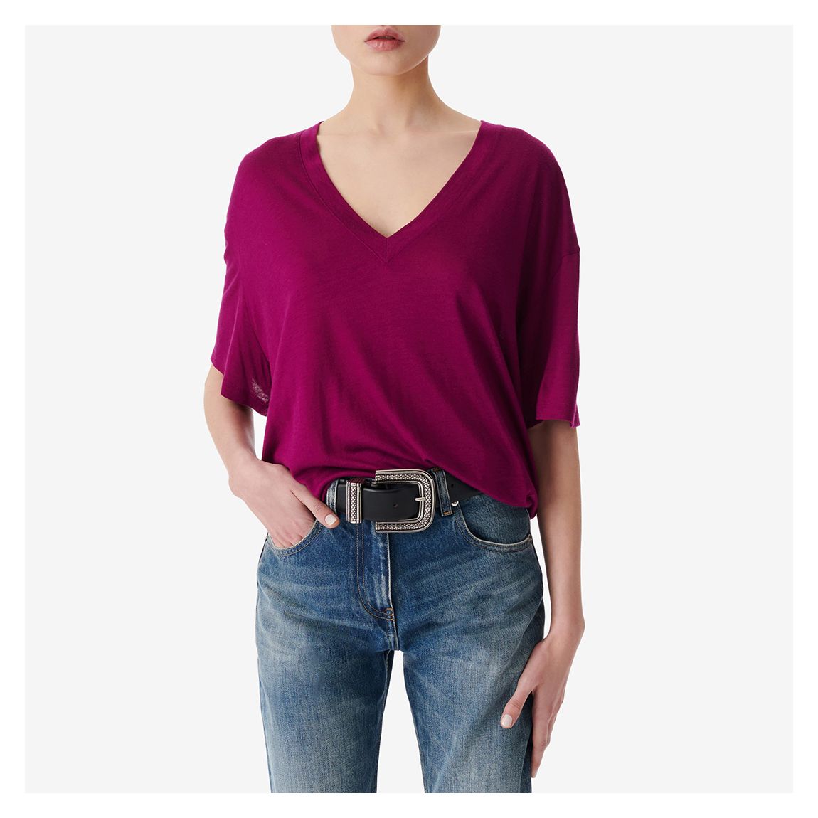 Deep Pink V-Neck Tee main product photo