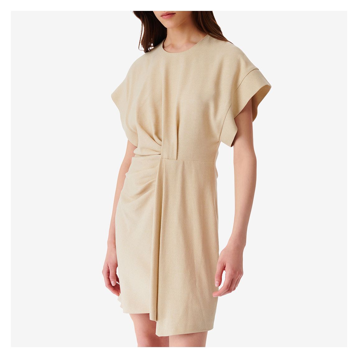 Beige Gathered Waist Mini Dress main product photo