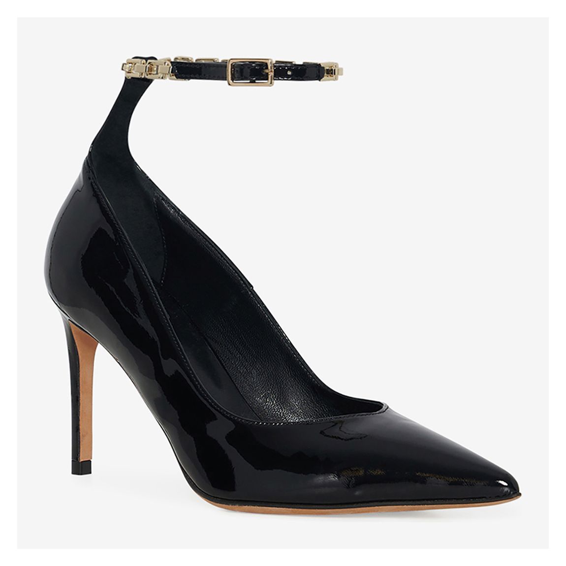 Black Leather Pointed Toe Stilettos main product photo