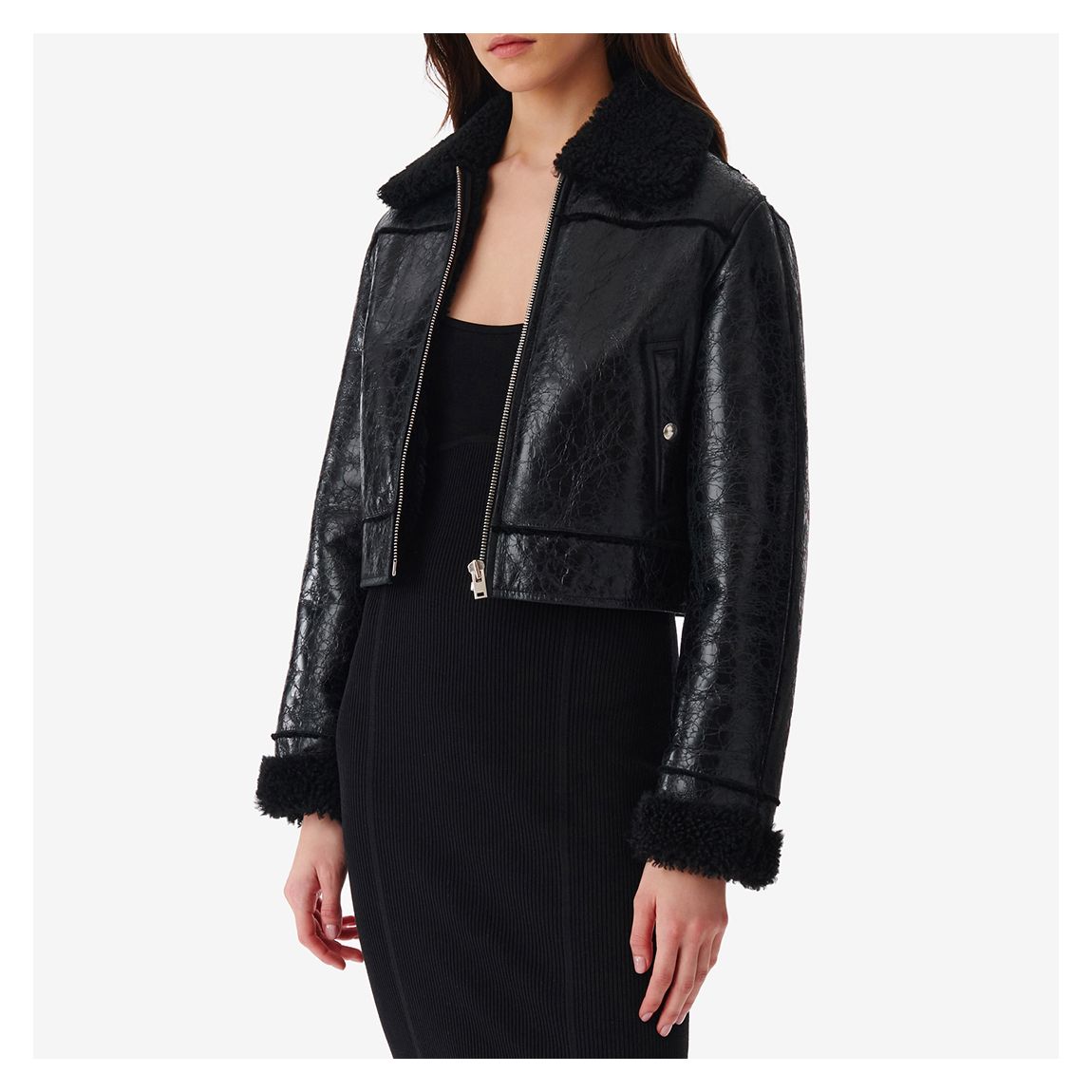 Black Leather Crop Jacket main product photo