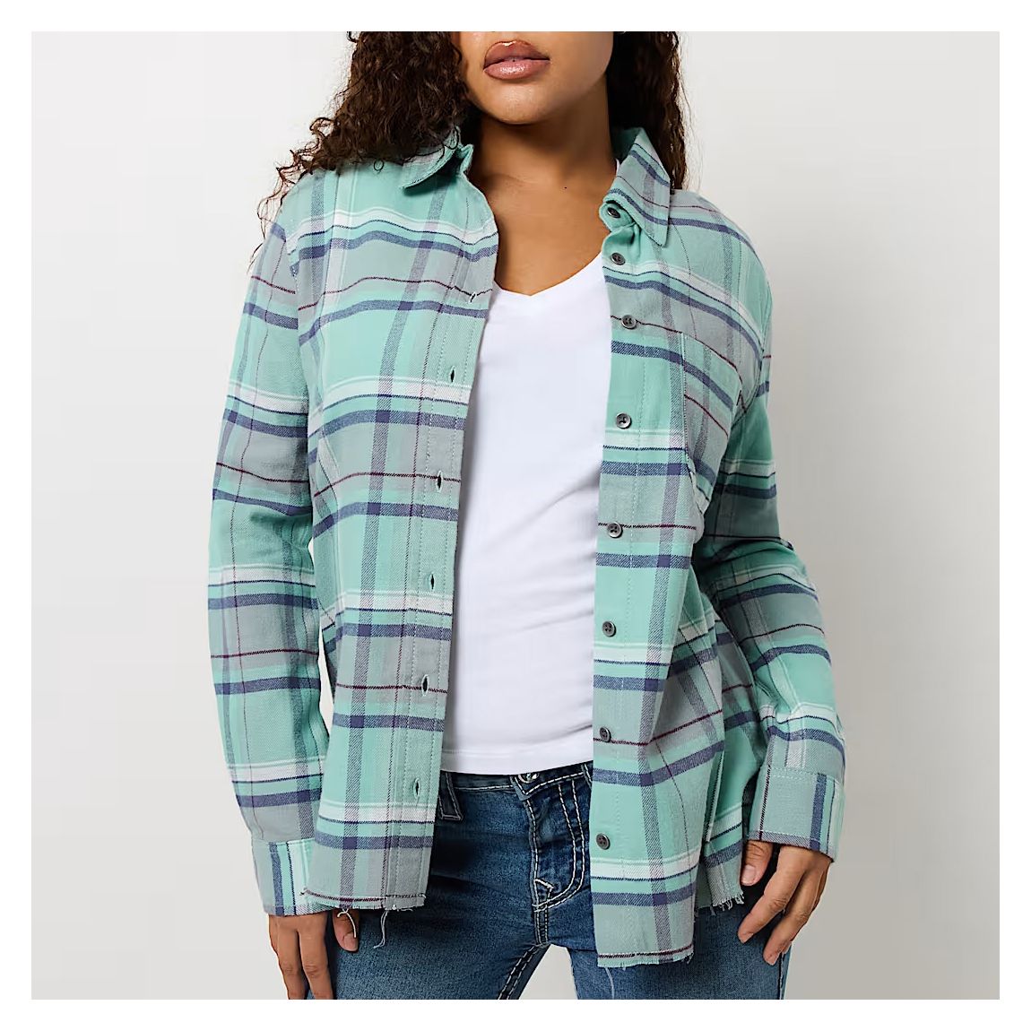 Blue Boyfriend Check Cotton Shirt main product photo