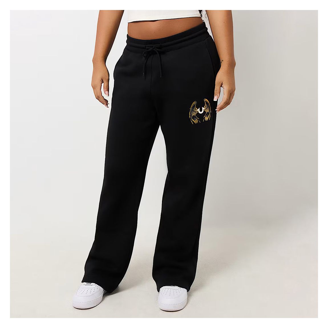 Black Angelic Wing Wide Leg Joggers main product photo
