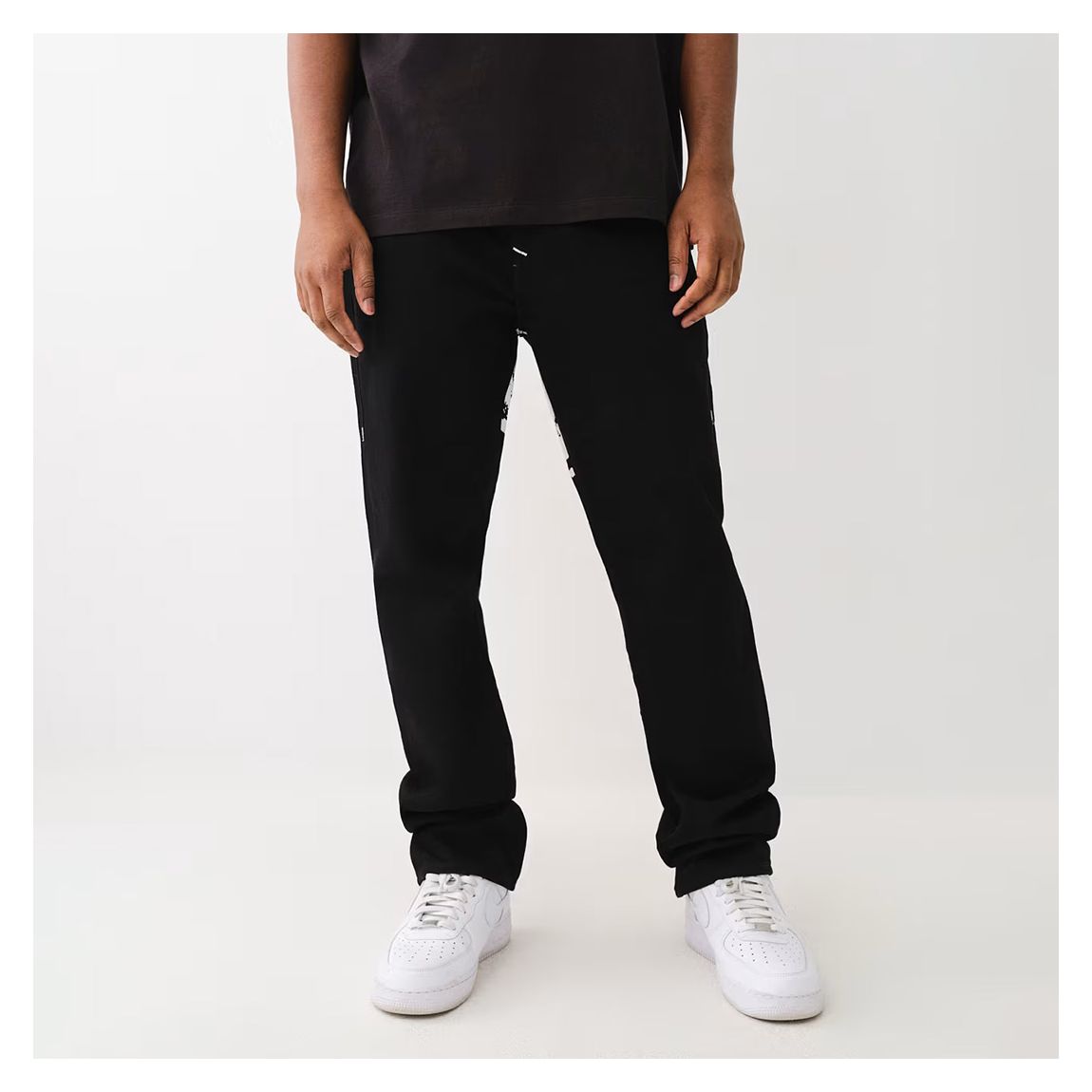 Black Ricky Painted Logo Straight Jeans main product photo