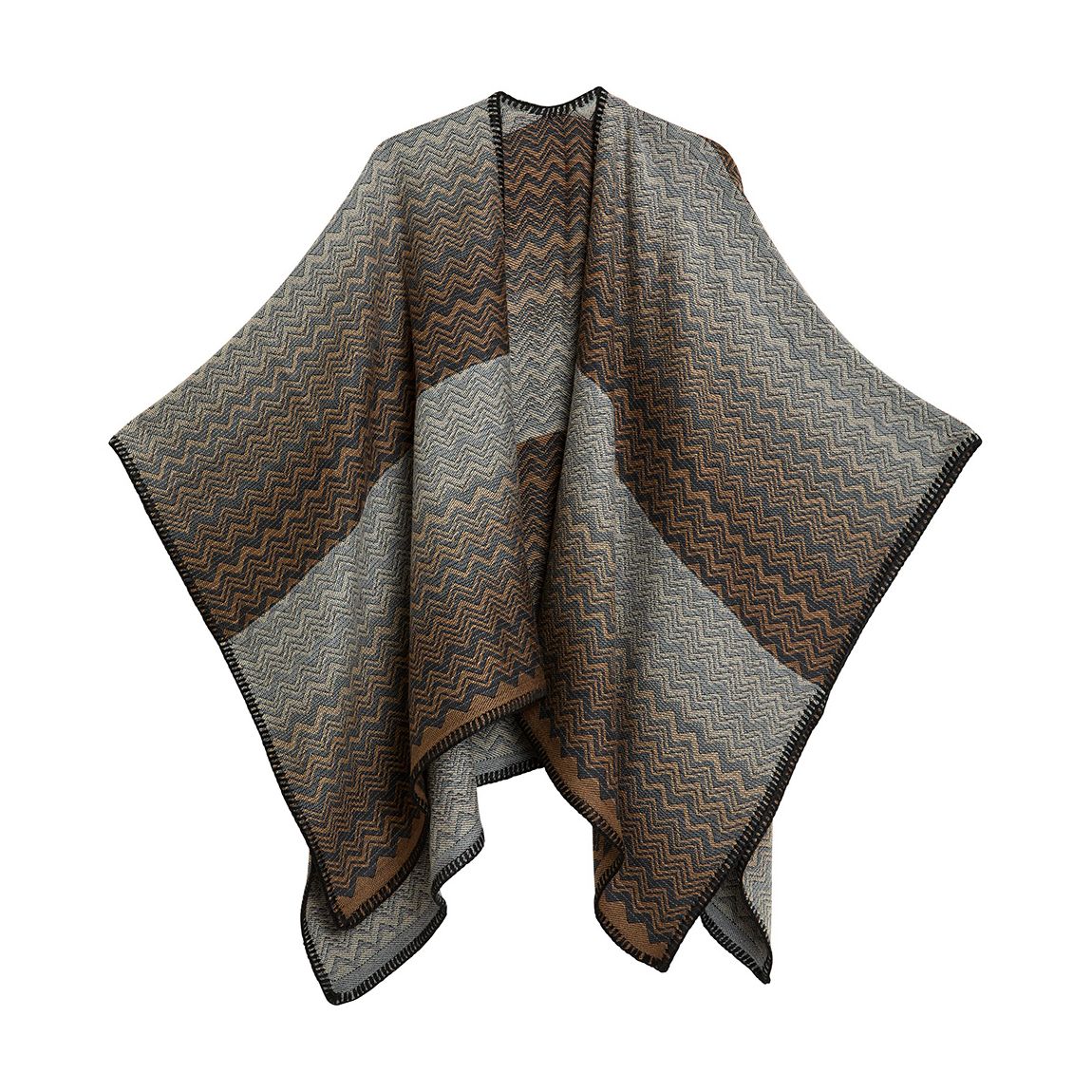 Brown Woven Poncho main product photo