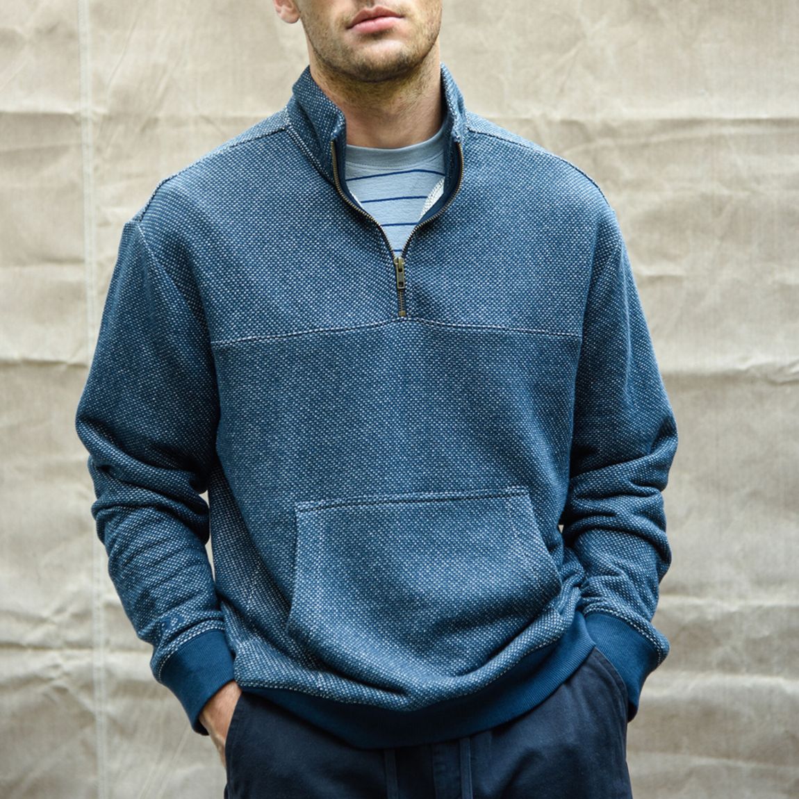 Navy Arran Cotton Sweatshirt main product photo