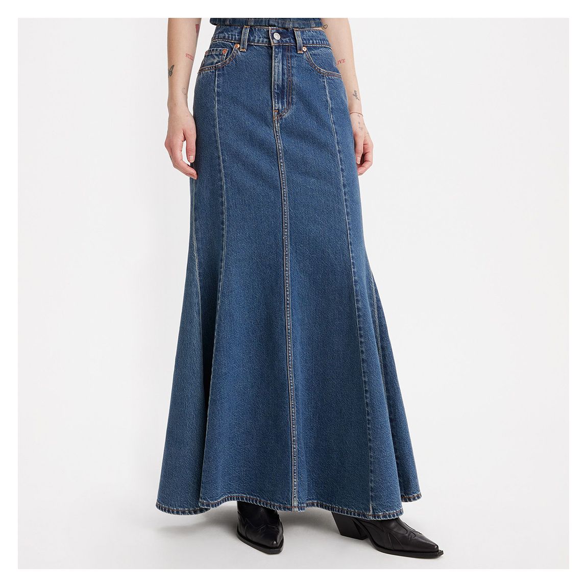 Dark Blue Mermaid Pleated Skirt main product photo