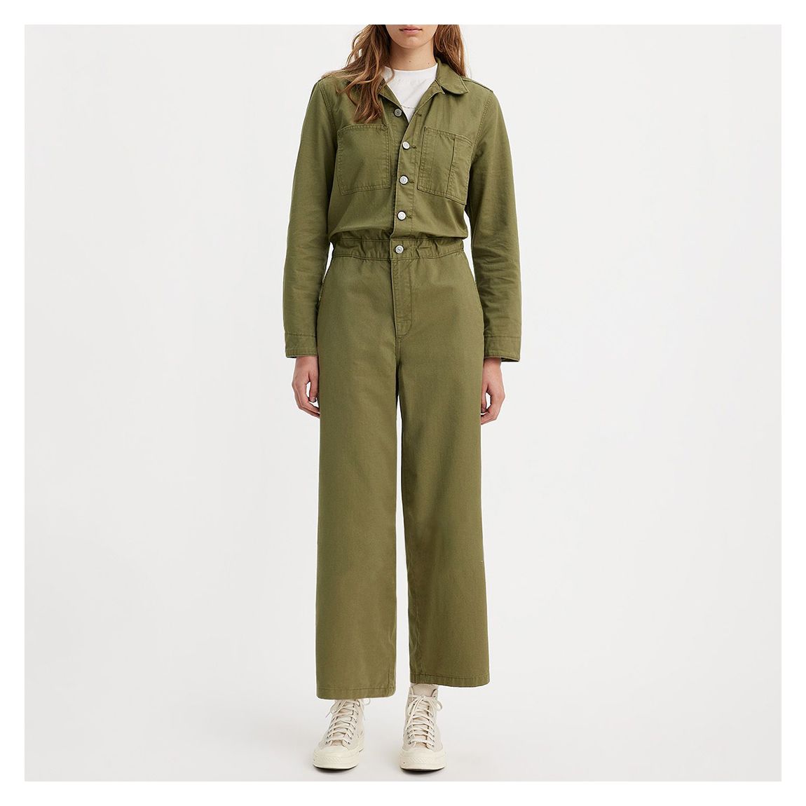 Olive Wide Leg Denimn Jumpsuit main product photo