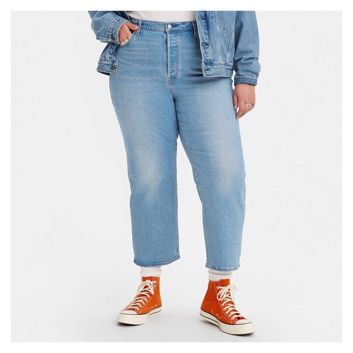 Plus Light Blue Ribcage Straight Stretch Jeans main product photo