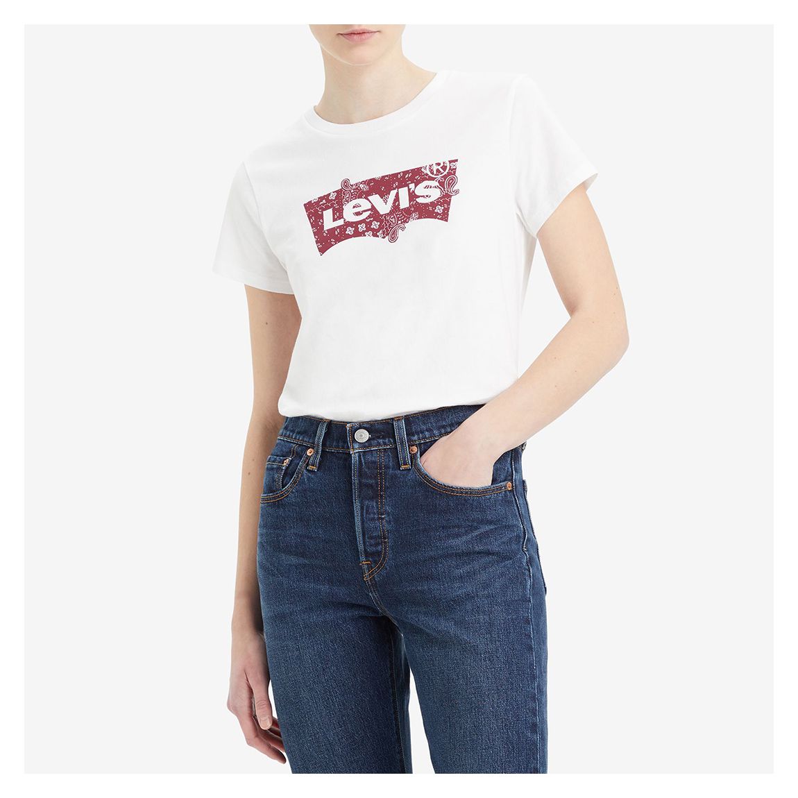 White Patchwork Logo Cotton T-Shirt main product photo