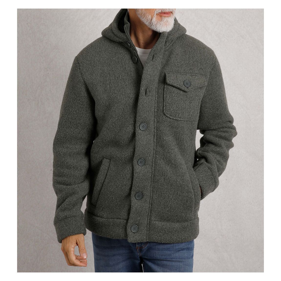 Grey Button Placket Twisted Fleece main product photo