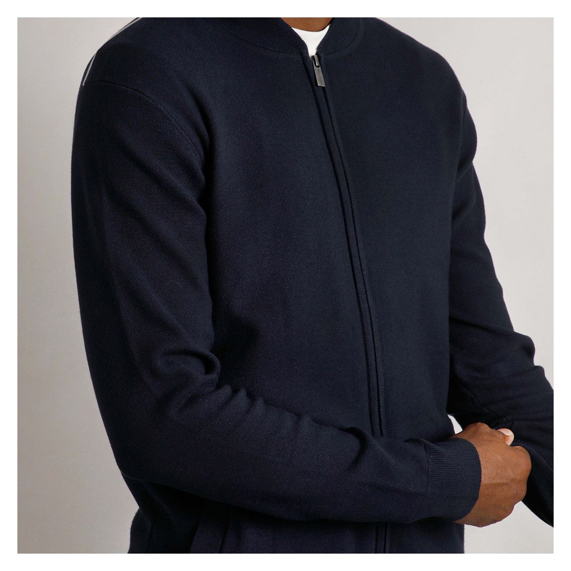 Navy Knitted Bomber Jacket main product photo