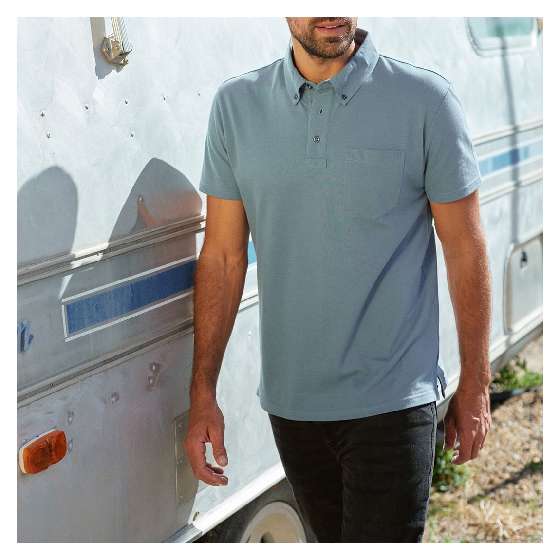 Blue Premium Cotton Pique Polo main product photo