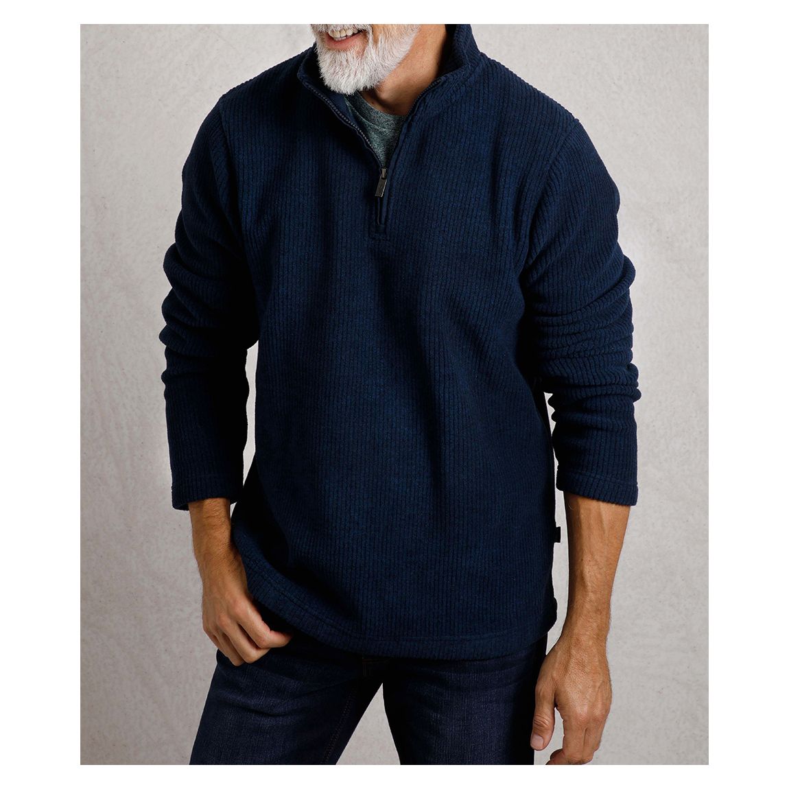 Navy 1/4 Zip Ribbed Fleece main product photo