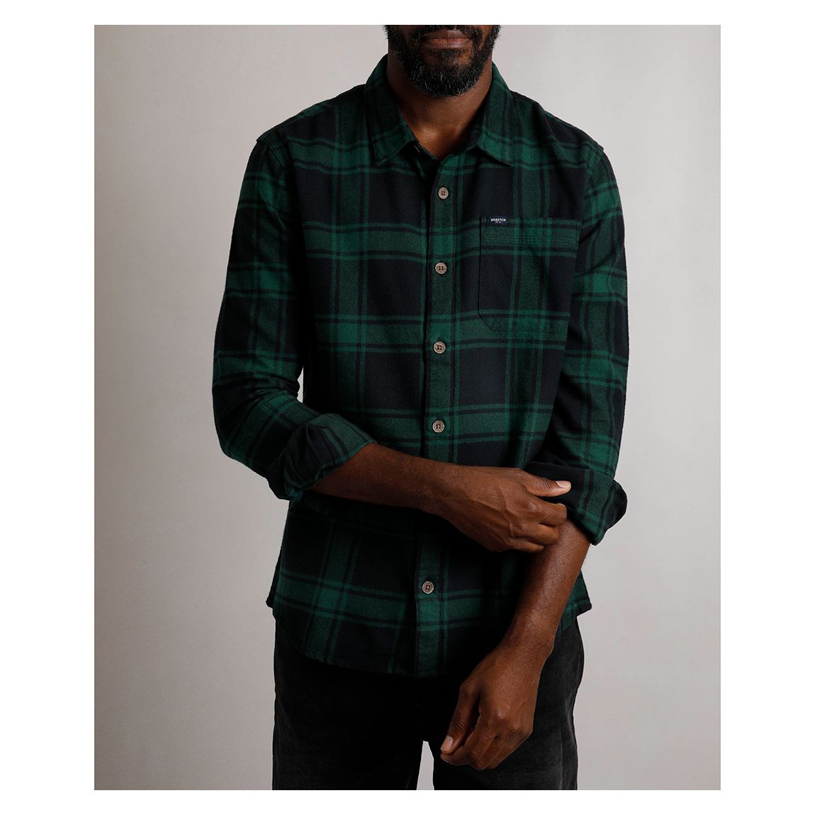 Navy/Green Cotton Heritage Flannel Shirt main product photo