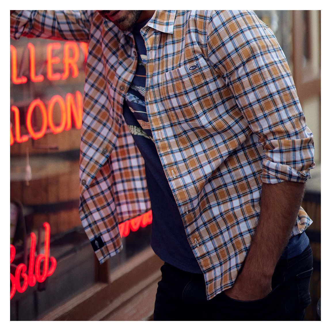 Yellow/Blue Cotton Check Shirt main product photo