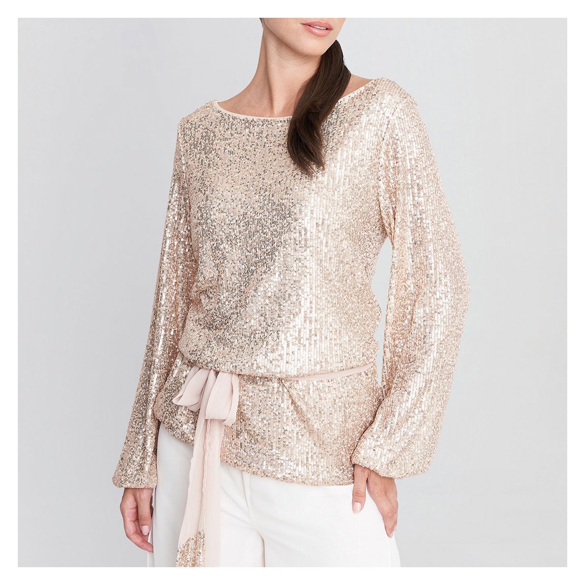 Blush Stretch Sequin Blouse main product photo