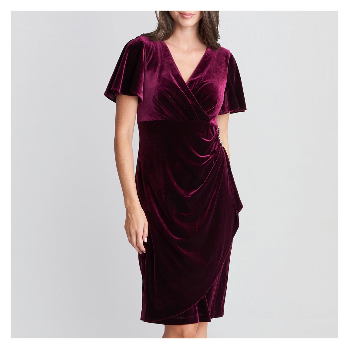 Maroon Embellished Velvet Dress main product photo