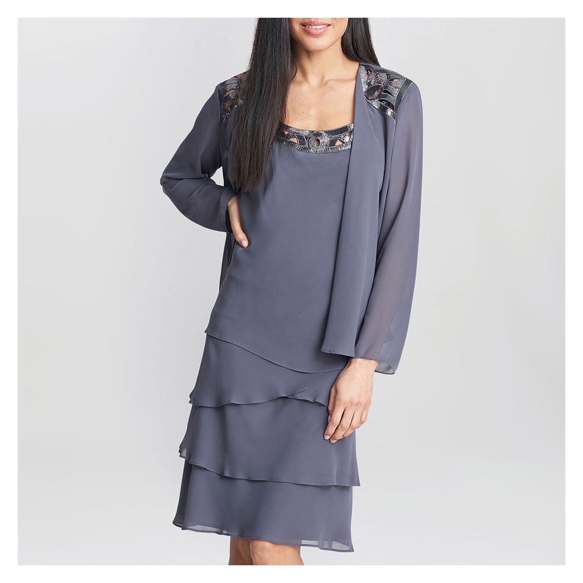 Slate Embellished Tiered Sequin Jacket and Dress main product photo