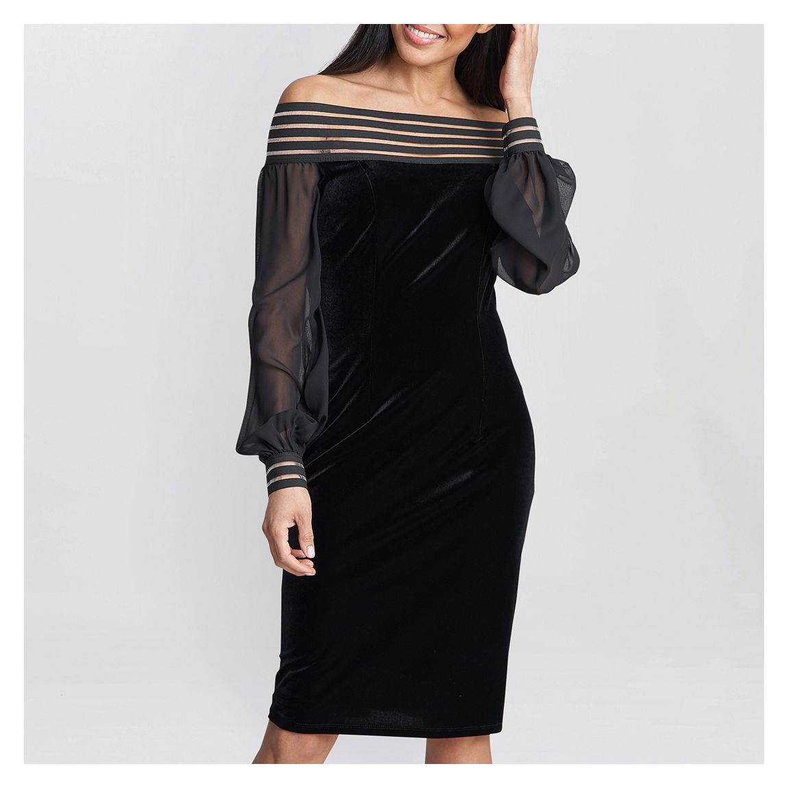 Black Velvet Off The Shoulder Dress main product photo