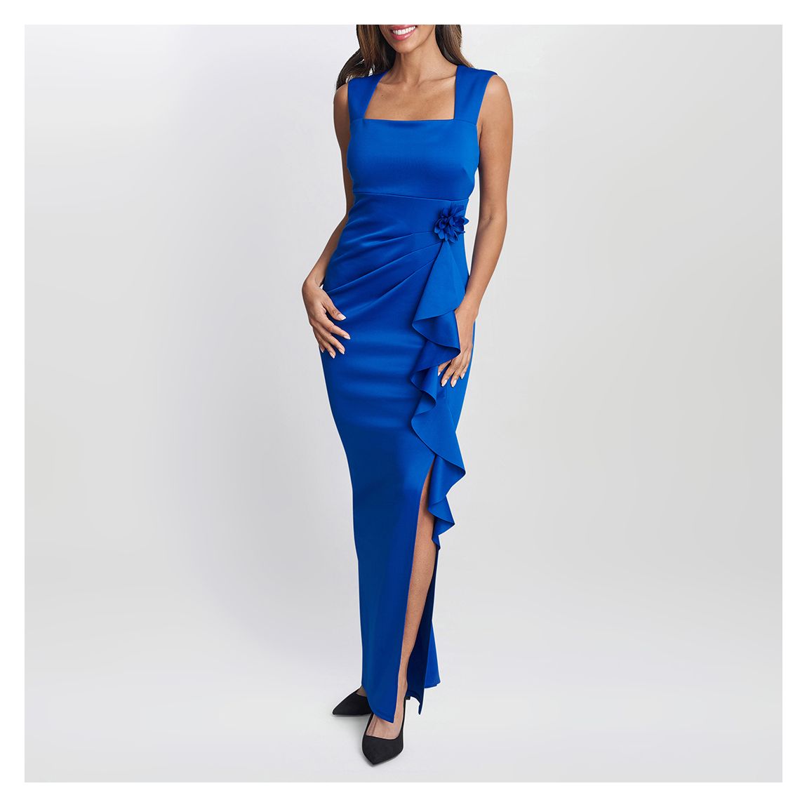 Royal Blue Ruffle Detail Maxi Dress main product photo