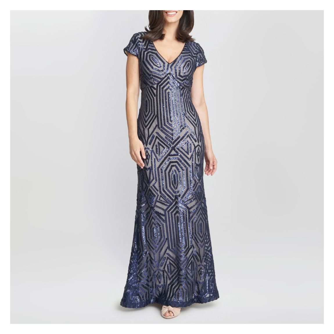 Navy Sequin Contrast Gown main product photo