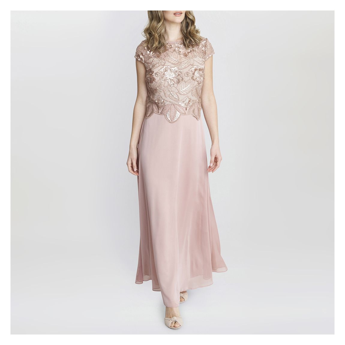 Blush Embroidered Bodice Maxi Dress main product photo