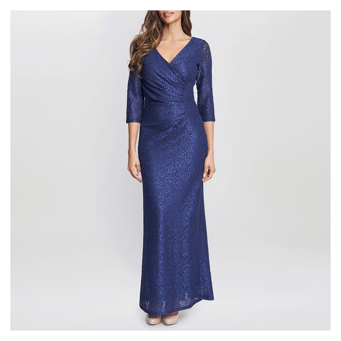 Navy Lace Wrap Maxi Dress main product photo