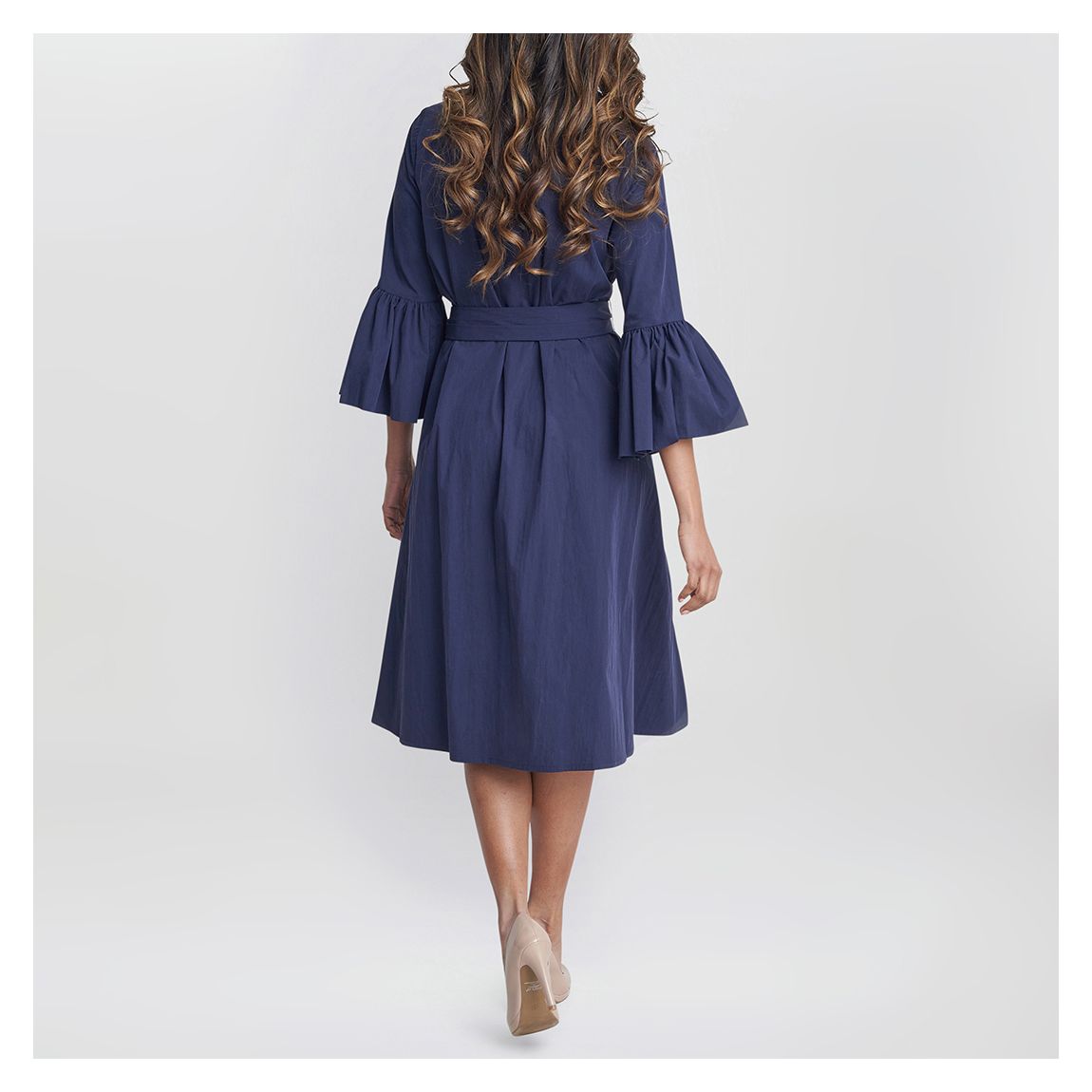 Navy Taffeta Shirt Dress main product photo