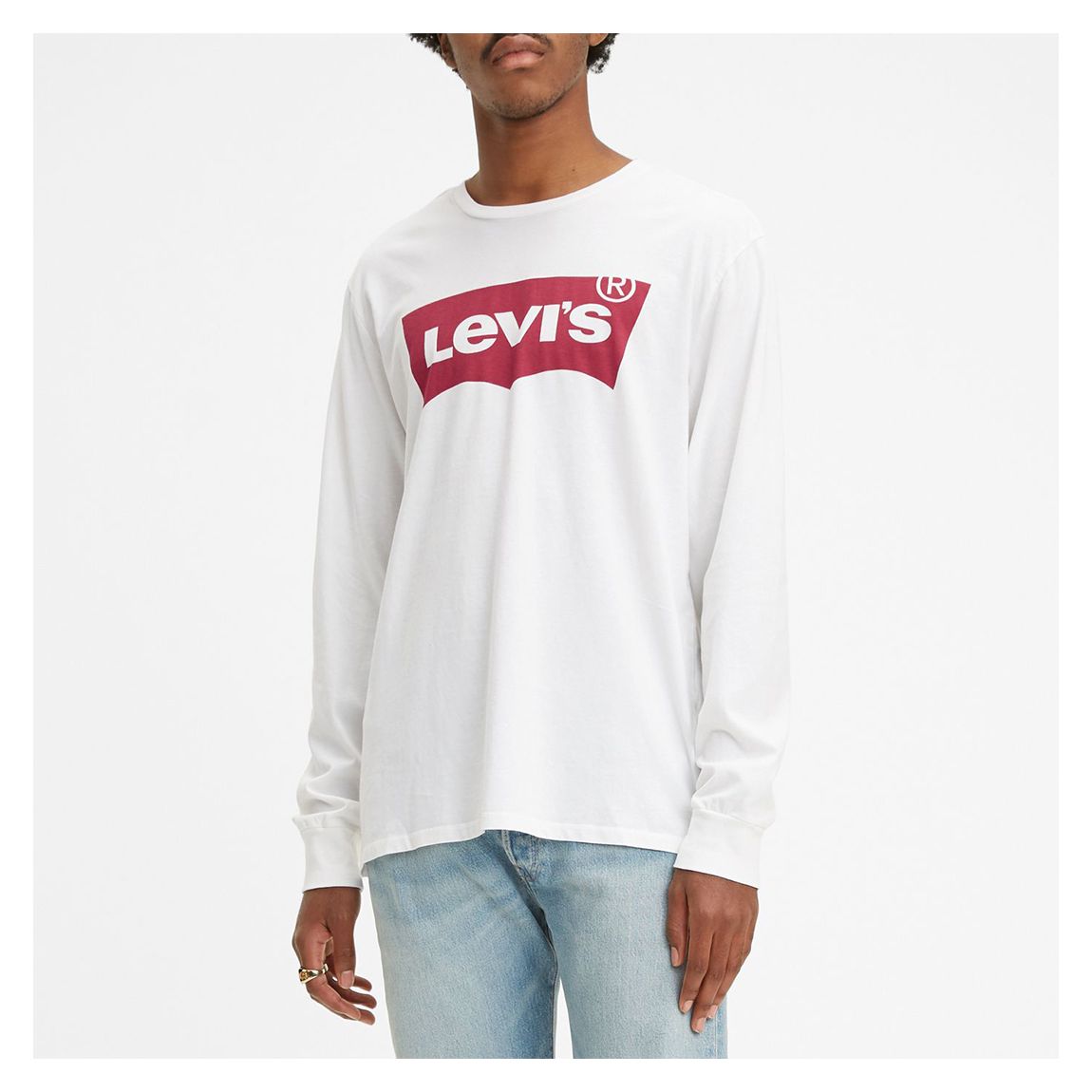 White Long Sleeve Graphic Logo Cotton Top main product photo