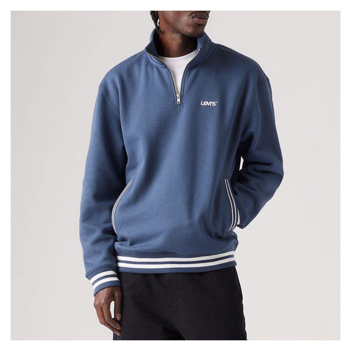 Blue Stripe Quarter Zip Sweatshirt main product photo