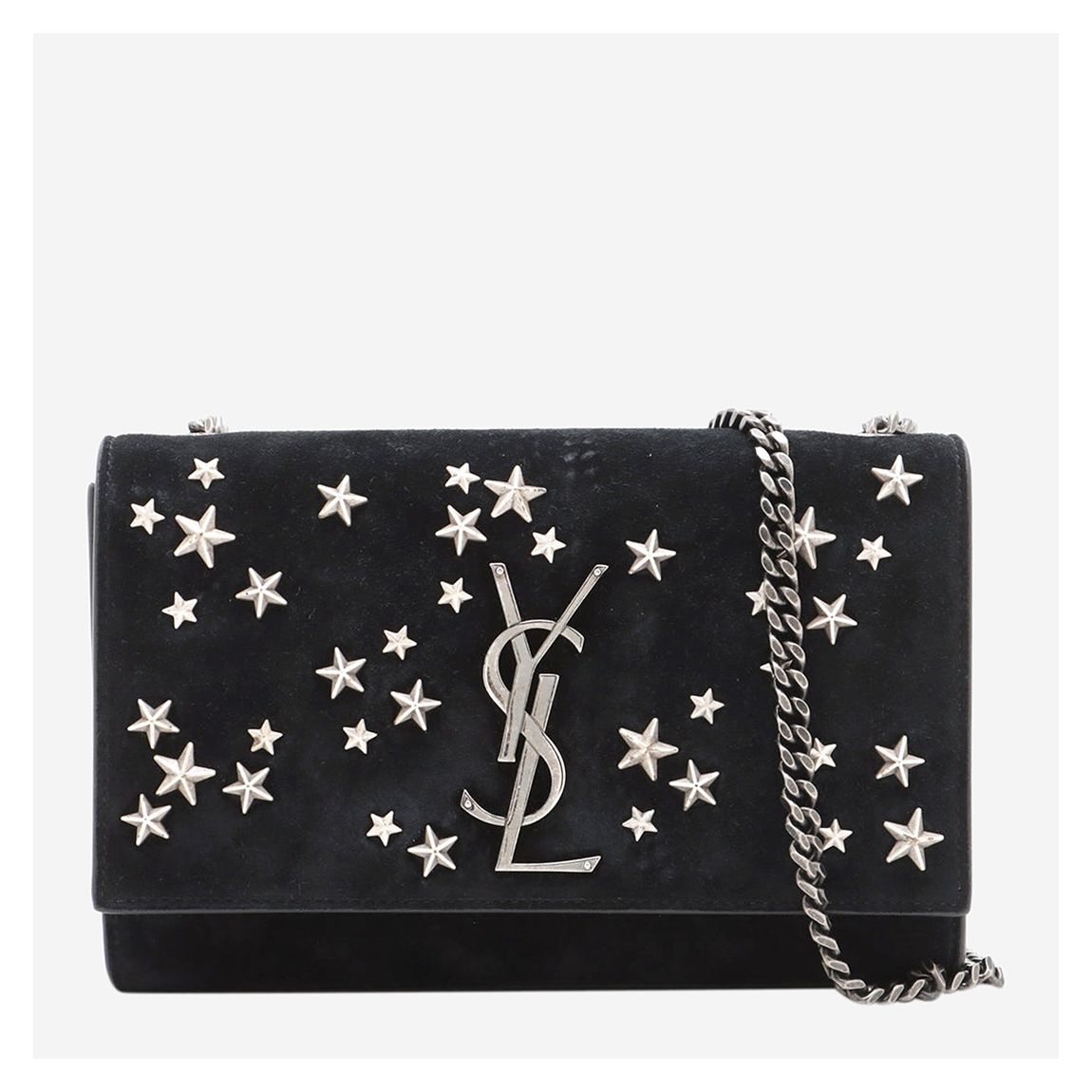 Black Paris suede star-studded chain shoulder bag main product photo