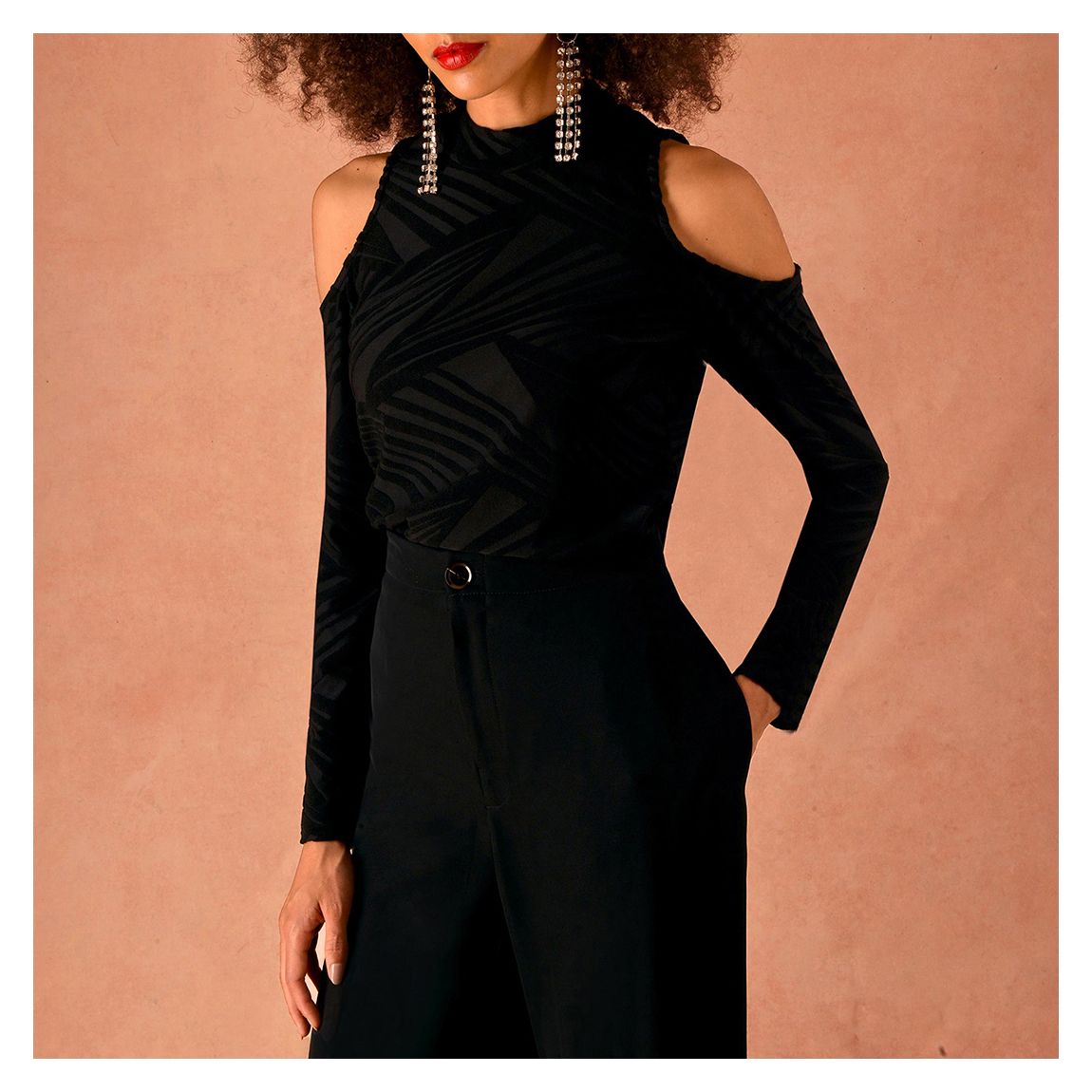 Black Velvet Cold Shoulder Top main product photo