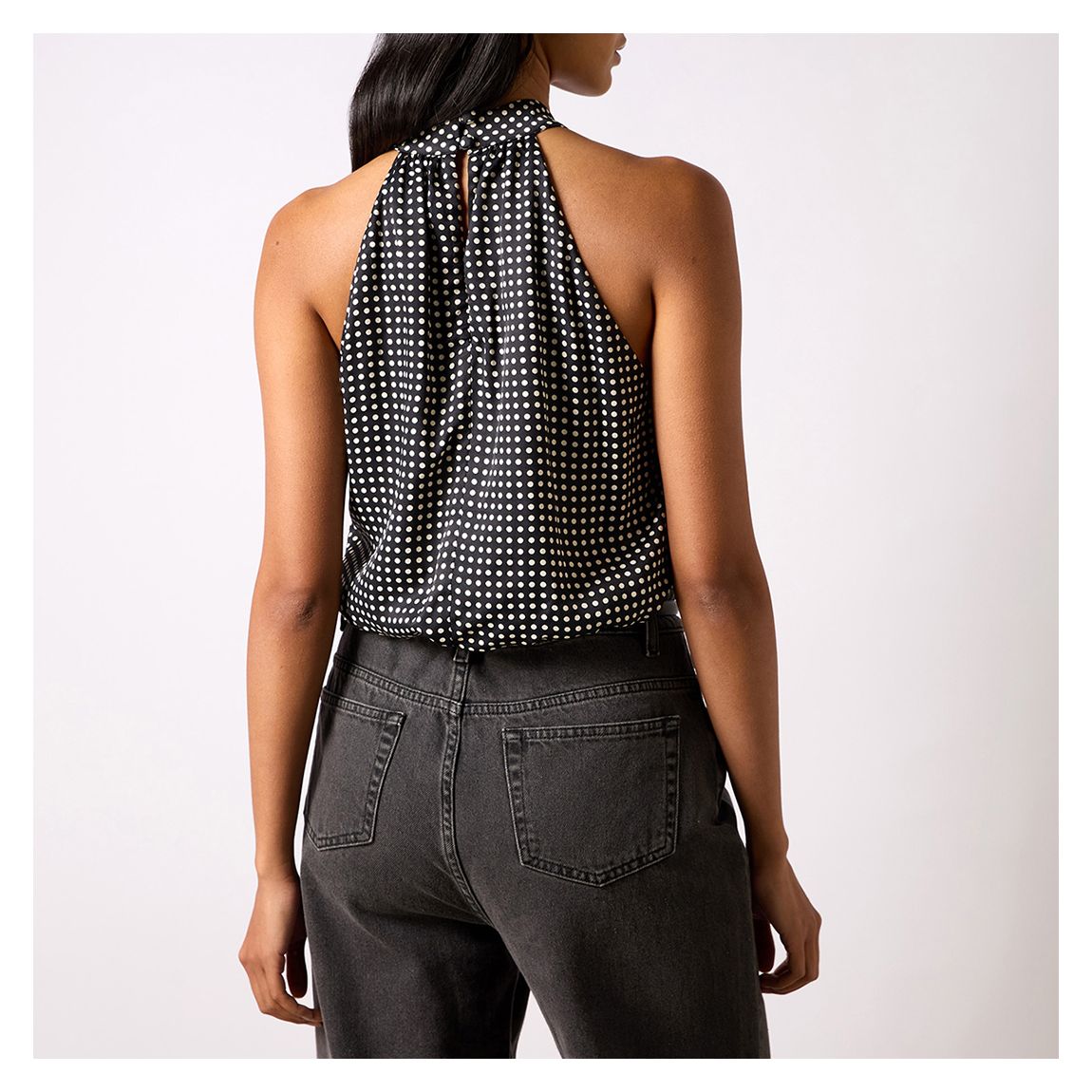 Black Printed Drapey Bodysuit main product photo