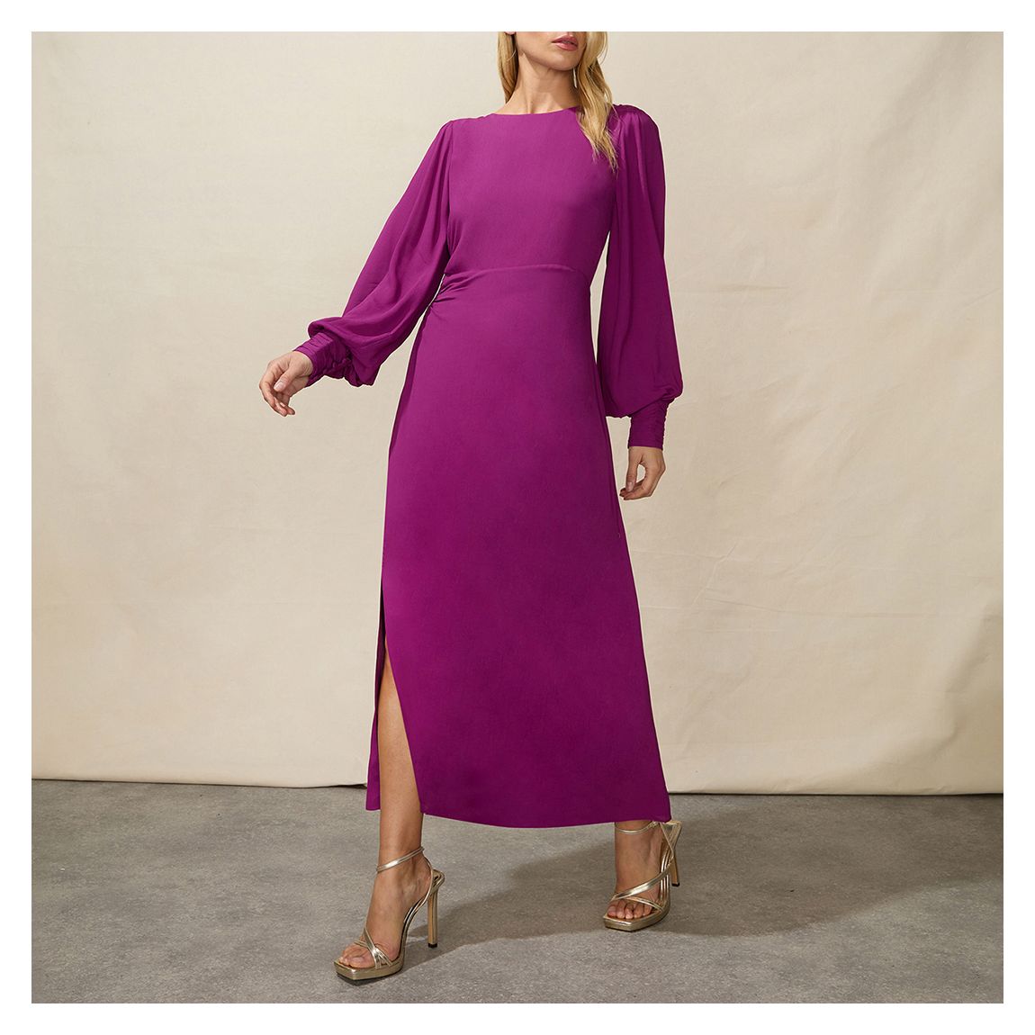 Plum Round Neck Midi Dress main product photo