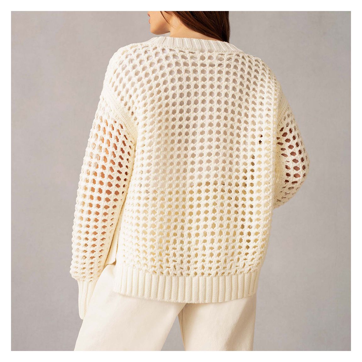 Cream Crochet Knit Cardigan main product photo