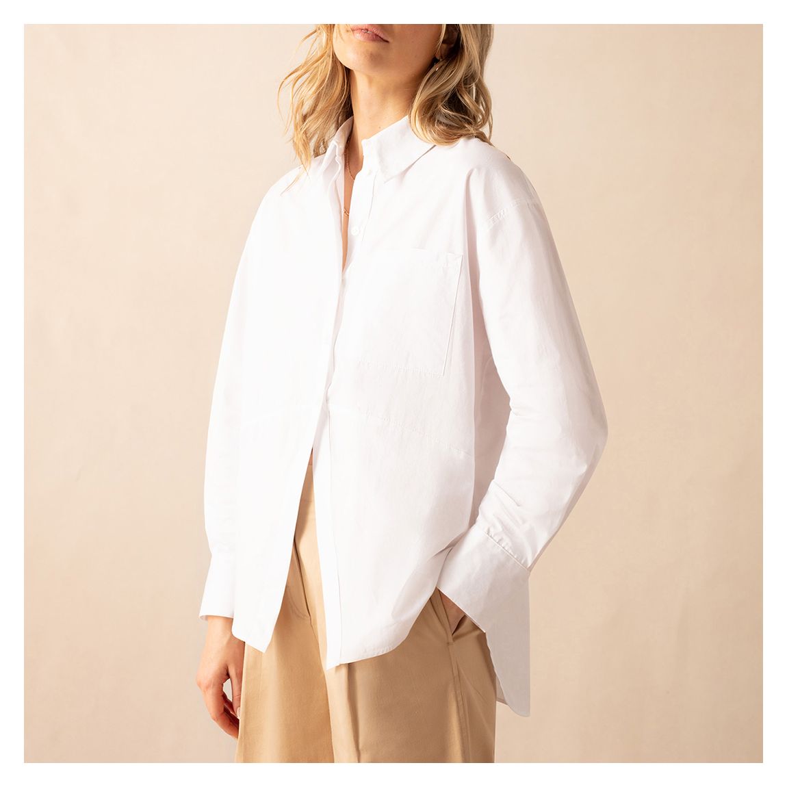 White Asymmetric Hem Shirt main product photo