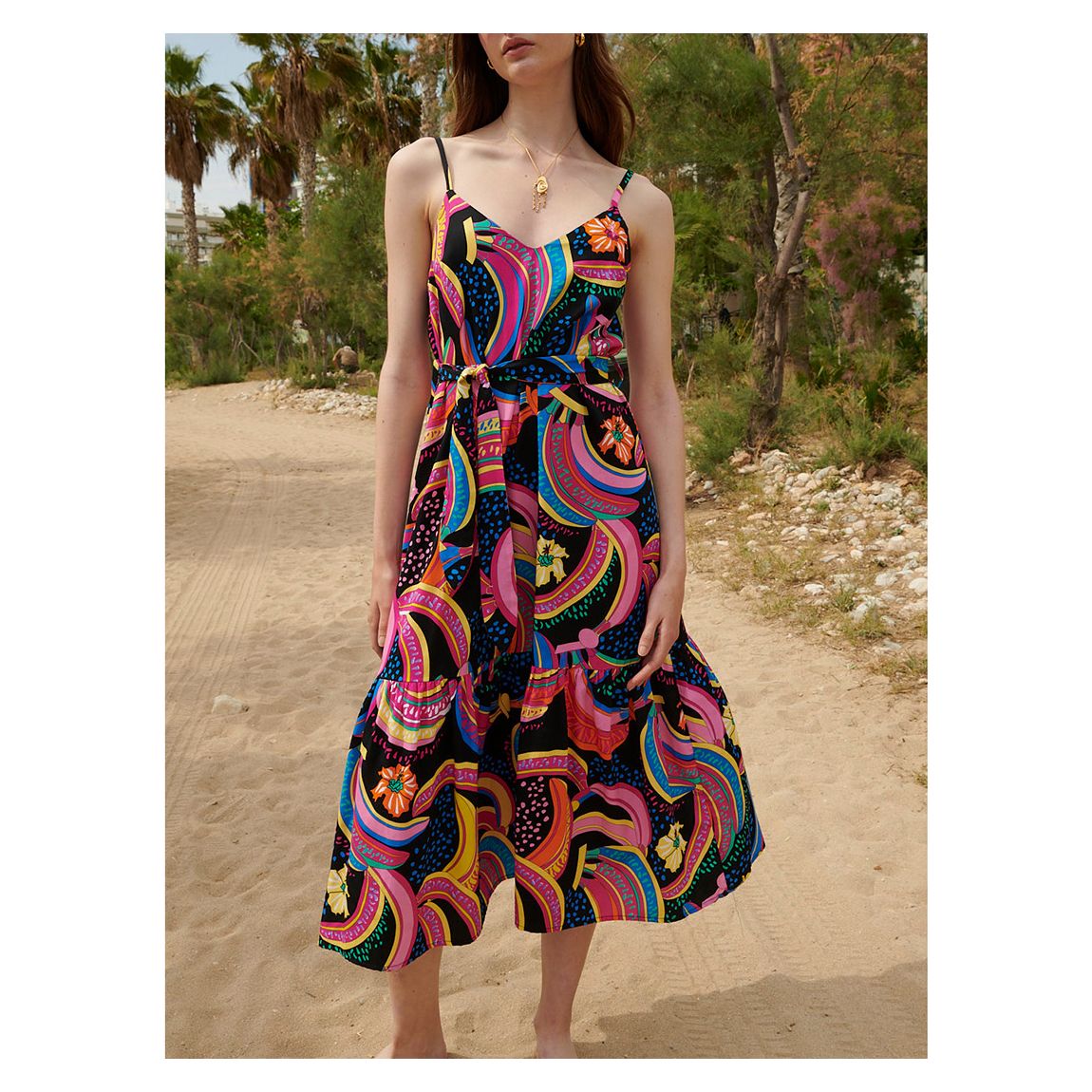 Black Multi Banana Daiquiri Celia Dress main product photo