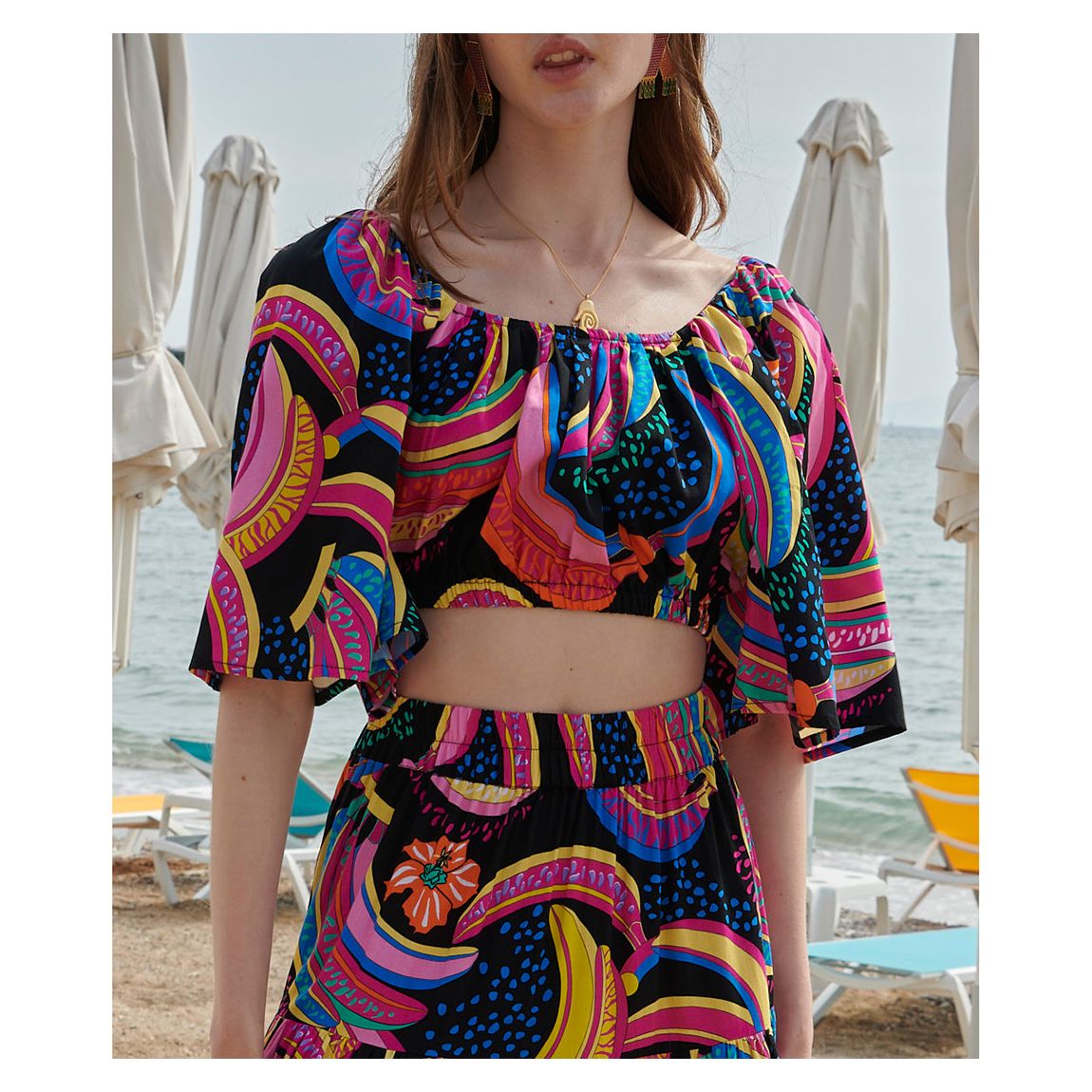 Black Multi Banana Daiquiri Delia Top main product photo