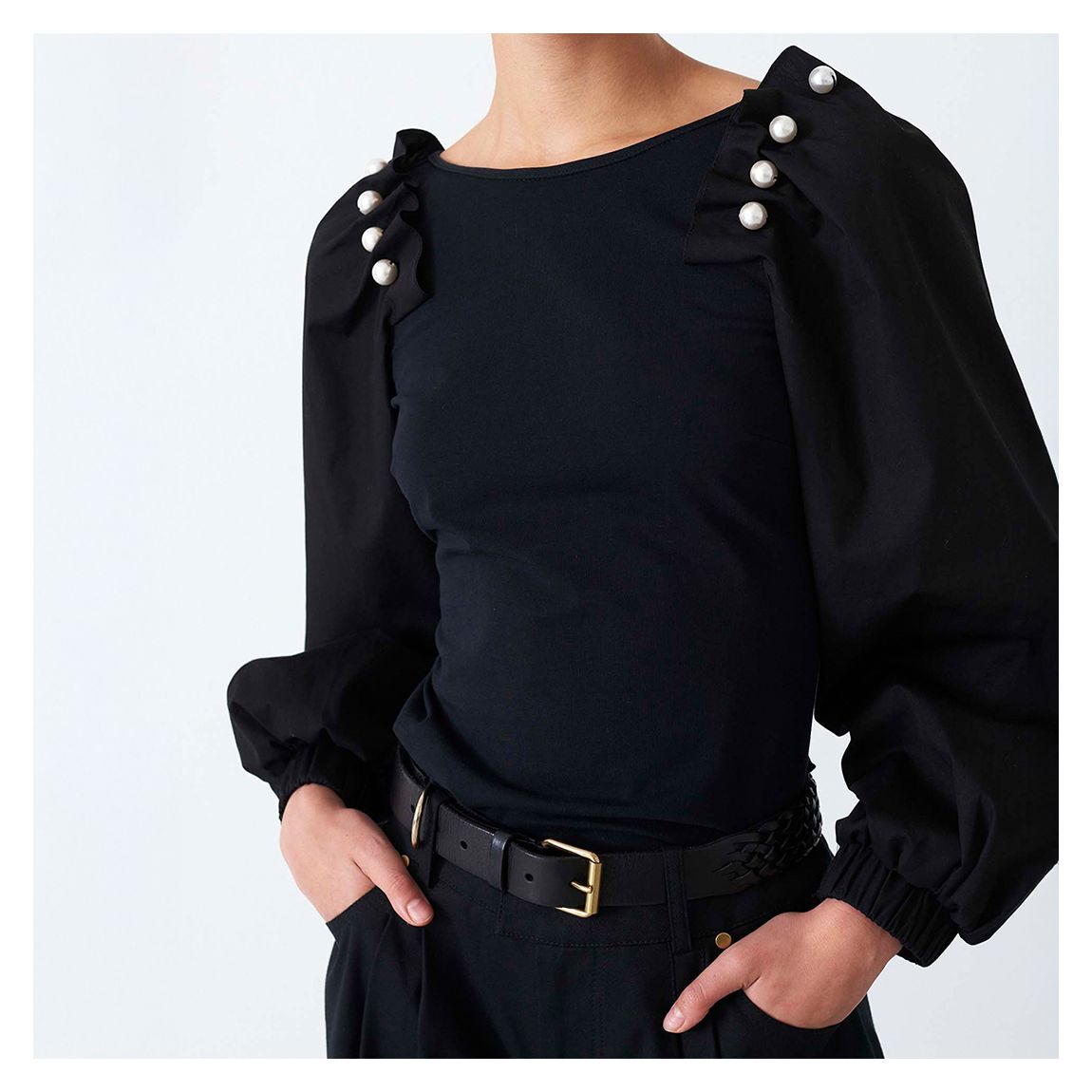 Black Bishop Embellished Top main product photo