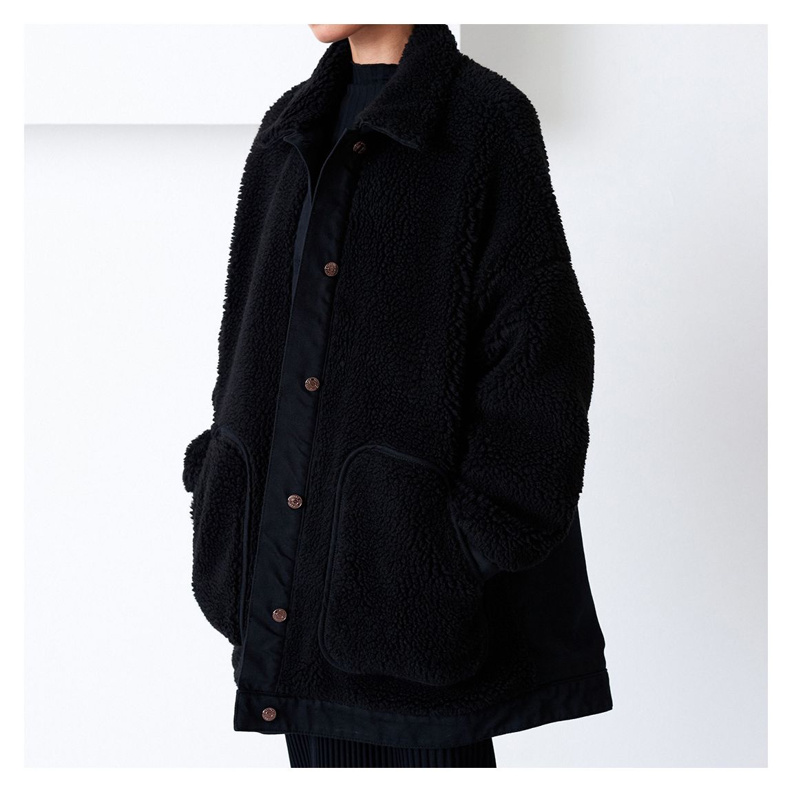 Black Shearling Oversized Jacket main product photo
