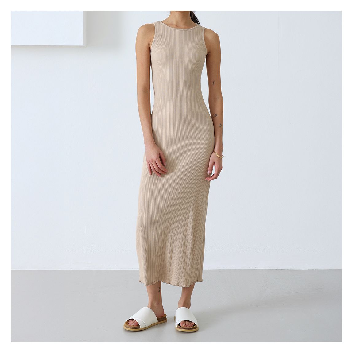 Beige Tie Cutout Midaxi Dress main product photo