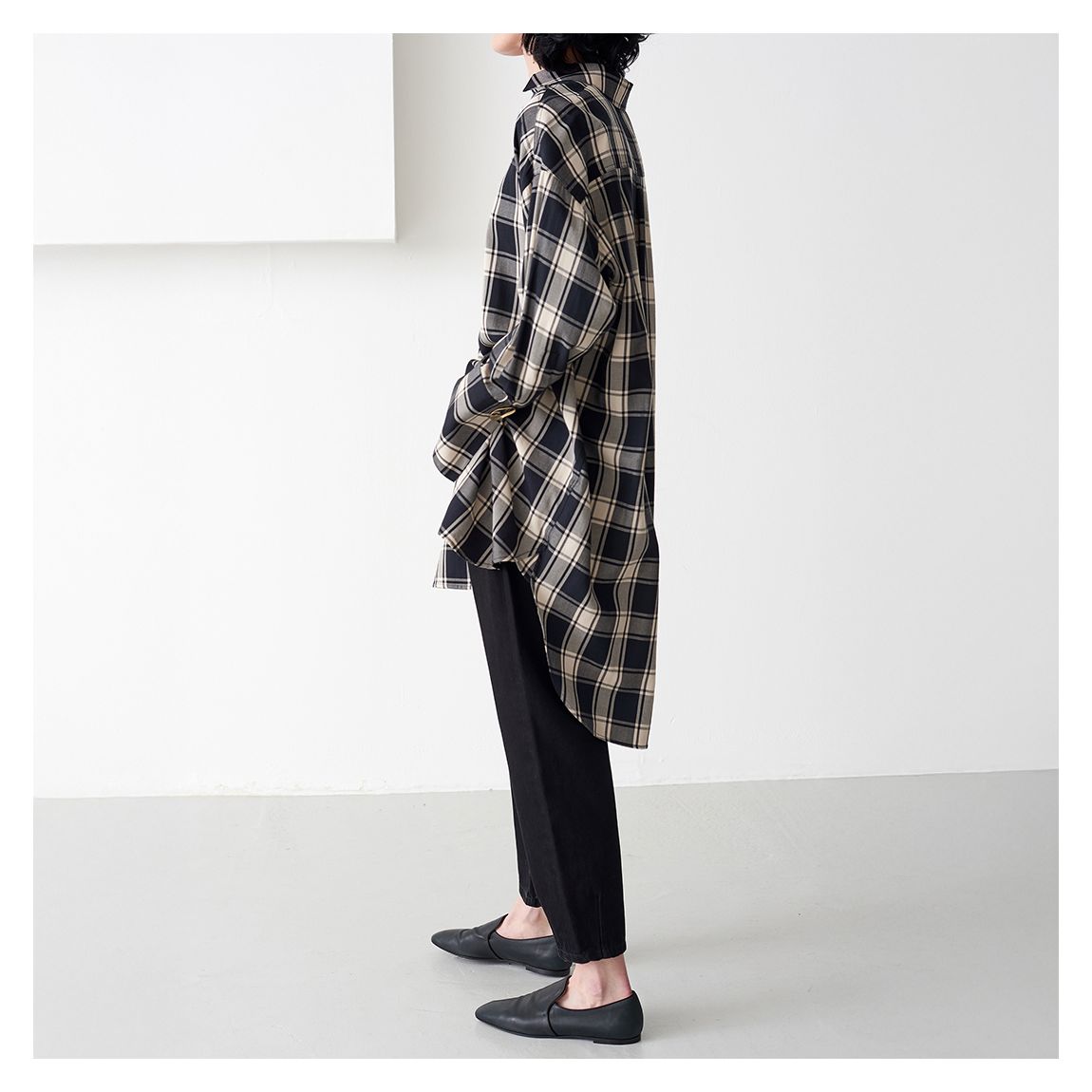 Black Checked Oversized Shirt main product photo