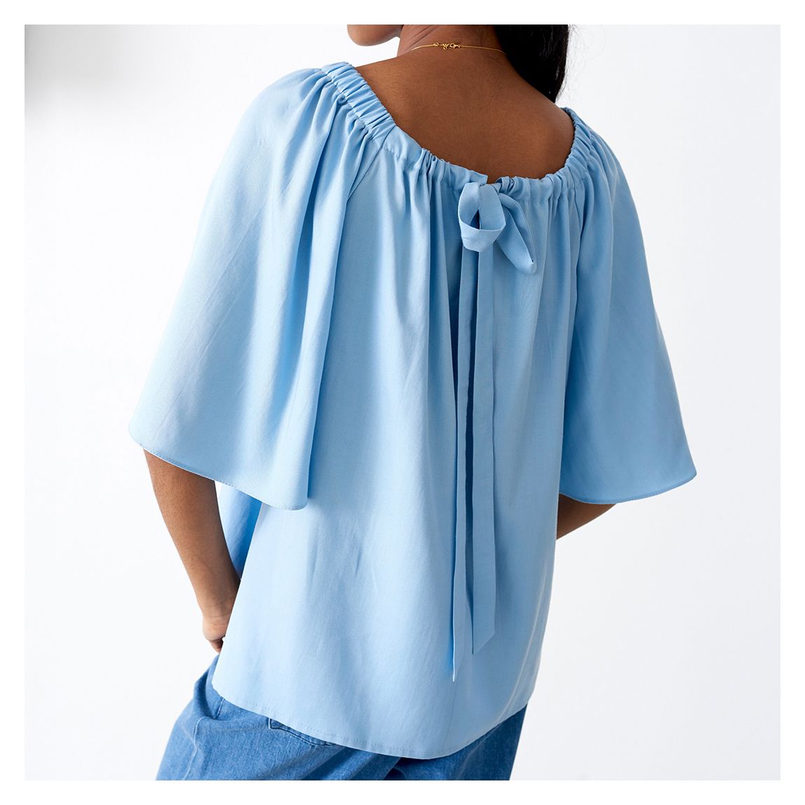 Powder Blue Gathered Relaxed Blouse main product photo