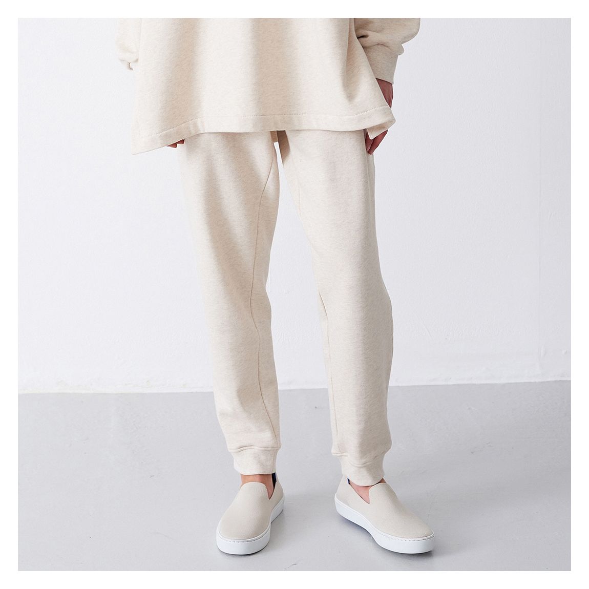 Ecru High Waisted Drawstring Joggers main product photo
