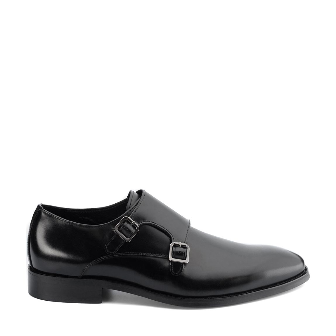 Black Leather Monkton Double Monk Shoe main product photo