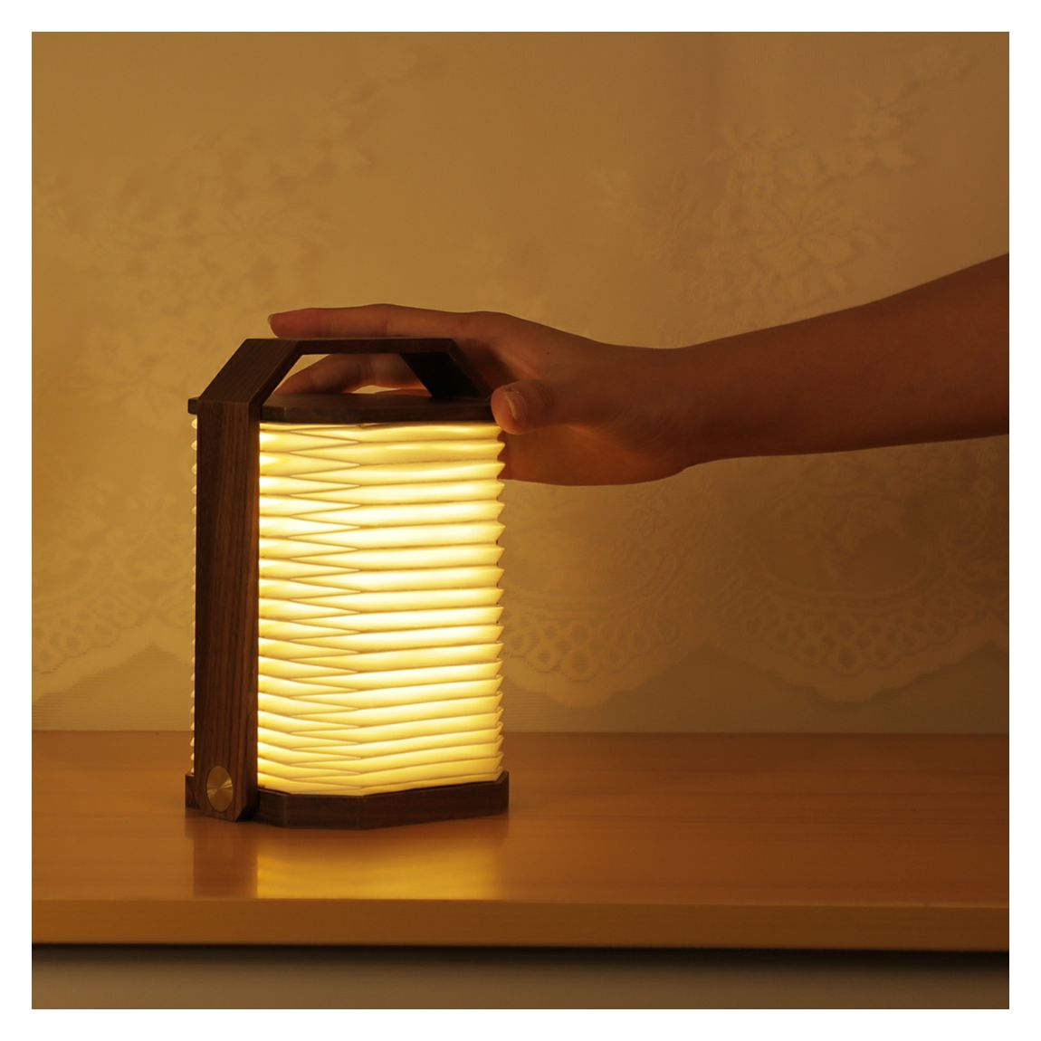Walnut Smart Origami Lamp main product photo