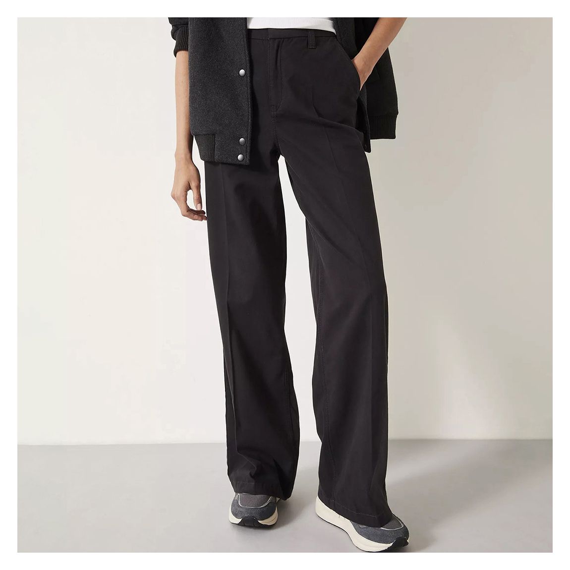 Black Flat Front Straight Trousers main product photo